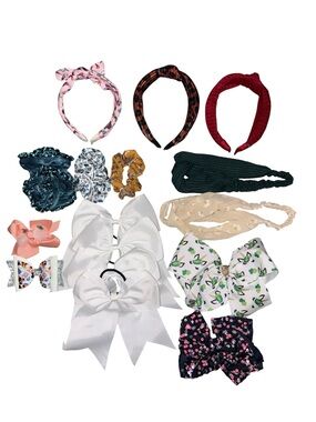 Kids Mixed Hair Accessory Set with White Bows & Assorted Colors